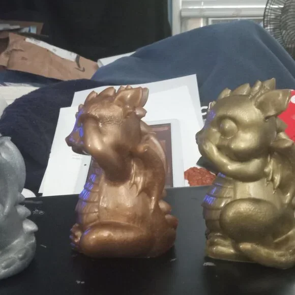 Handmade Silver Bronze and Gold Hear No Evil See No Evil Speak No Evil Dragons - Picture 3 of 4